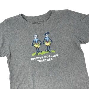 Life is Good Women's Vintage‎ Scoop Neck Heather Foodies Short Sleeve Tee Sz XL
